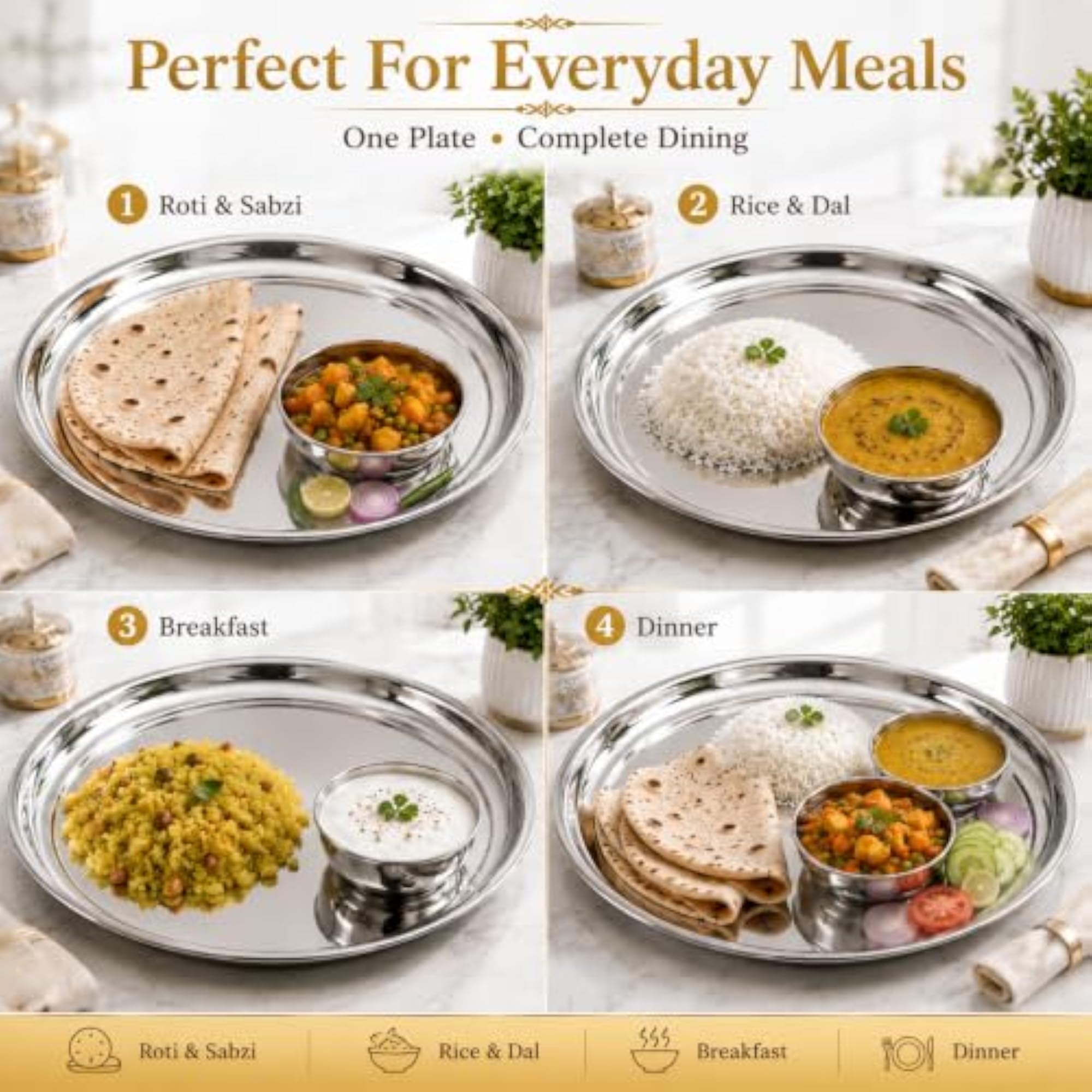 Kanshita's Stainless Steel Dinner Plate, 26 cm Heavy Gauge