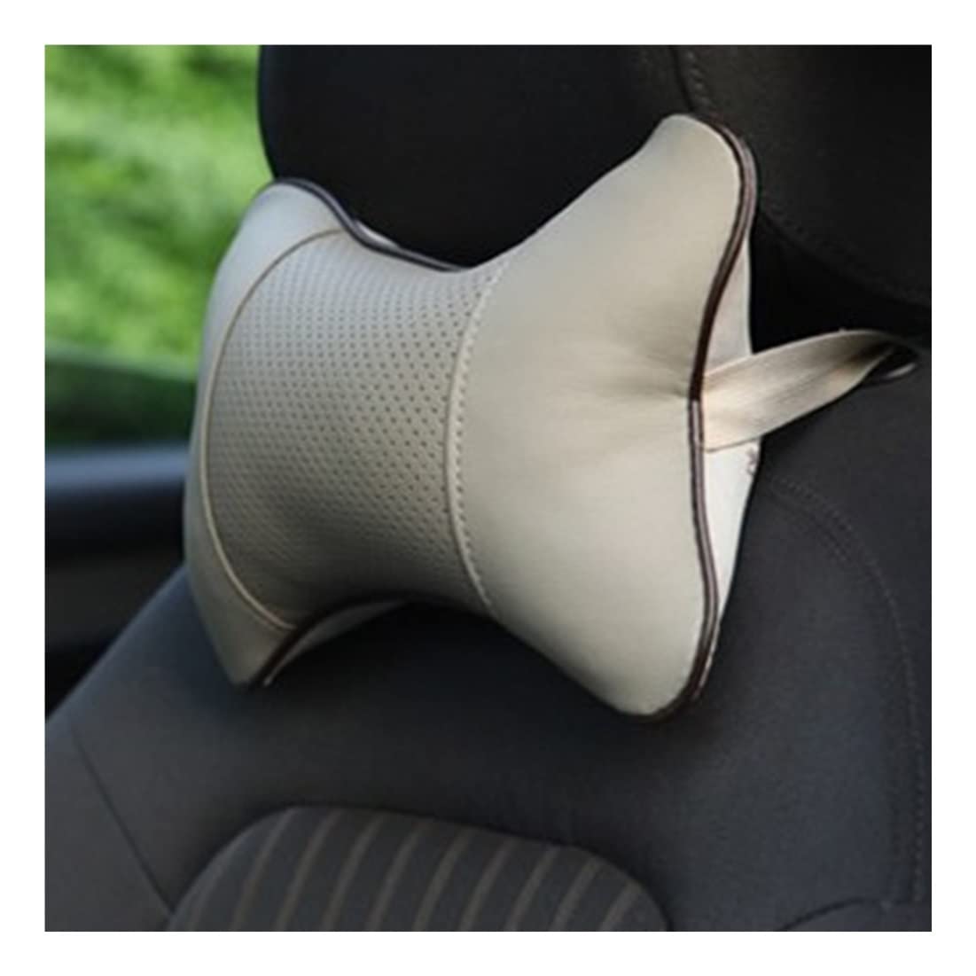 Cuscini Collo per Auto Poggiatesta in Pelle PU su Entrambi i Lati per Sollievo dal Dolore alla Testa Cuscino Cuscino Universale per Auto Comodo in Fibra (Colore : Beige)