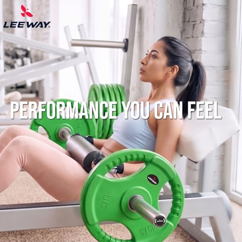 Image of Leeway Color Rubber Coated Olympic Weight Plates (120kg Set) | 51mm Dia | Metal Integrated Gym Weight Plates | Rubber Coated Weight for Olympic Barbell, Home & Strength Training (2.5X2+5X2+7.5X2+10X2+15X2+20X2)