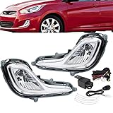 labwork 1 Pair Fog Lights Replacement for 2012-2016 Hyundai Accent 4 Door Hatchback Clear Lens with Bulbs Harness Switch Kit Driving Fog Lights Lamps Driver and Passenger Side