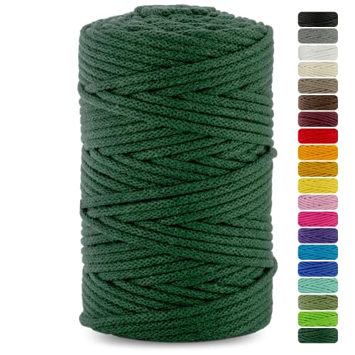 Netuno cordón de algodón con núcleo de algodón Color Verde Botella 5mmx100m Cuerda Natural Hilo para Macrame...
