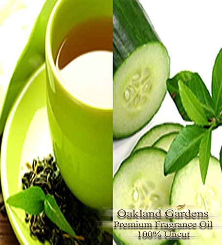 BULK Fragrance Oil - GREEN TEA & CUCUMBER Fragrance Oil - Garden fresh cucumber blends with natural green tea to create a light and refreshing, therapeutic scent - By Oakland Gardens (060 mL - 2.0 fl oz Bottle)