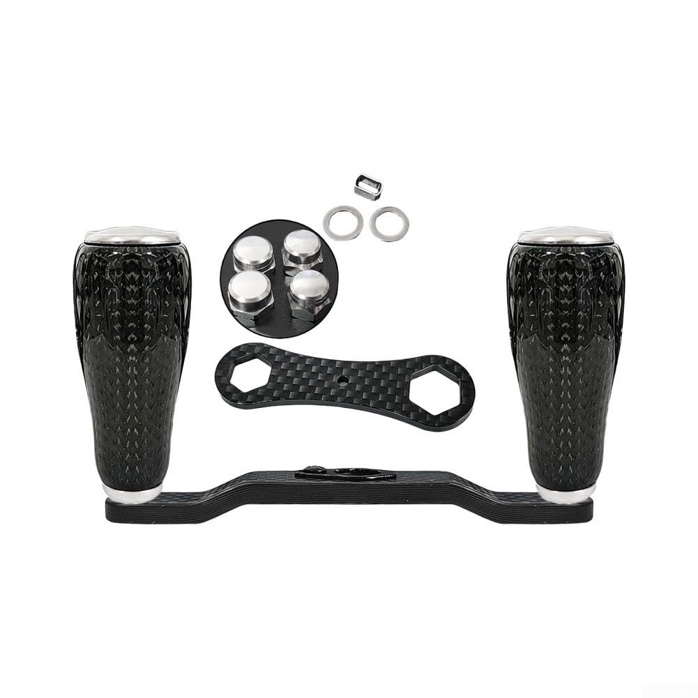 Peso leggero dell'interasse della maniglia 100mm della bobina della fibra | Interasse 100 mm, piastra spessa 5 mm, tessuto in carbonio leggero, adatto per mulinelli da baitcasting, finitura nera