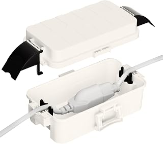 Flemoon Small Outdoor Electrical Box Waterproof w/Detachable Shield Covers, IP55 Extension Cord Cover for Plug, Outlet, Holiday Lights, Weatherproof Connection Box(Inner 5.9 x 3.2 x 1.8inch), White