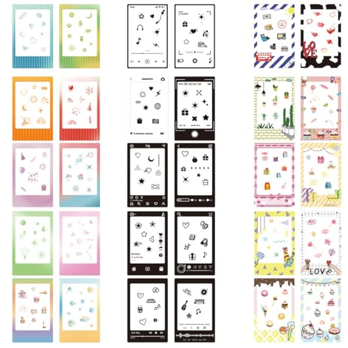 KEWUF 30 Pcs instax mini film, Foto-Bordürenaufkleber Film Fotorahmen Aufkleber Schöne Mini-Fotofilm-Aufkleber Mini Film Spaß Sticker für Fujifilm Instax Mini 9/8/7S/70/26/50S/90 Kamera Film Polaroid KEWUF 30 Pcs instax mini film, Foto-Bordürenaufkleber Film Fotorahmen Aufkleber Schöne Mini-Fotofilm-Aufkleber Mini Film Spaß Sticker für Fujifilm Instax Mini 9/8/7S/70/26/50S/90 Kamera Film Polaroid