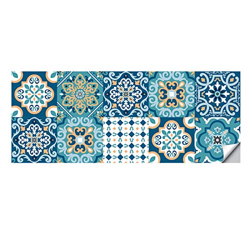 Dzmuero Azulejos Adhesives,10 Piezas Cenefas Adhesivas,20cm*20cm Pegatinas Renovación pared Cocina Azulejos Cerámica Estilo Europeo Pegatinas de pared Estéreo 3D Impermeables y a Prueba de Aceite