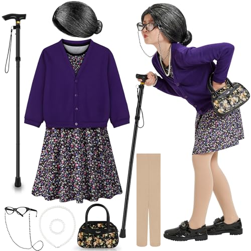 Disfraz de abuela para niña 5-7 años miniatura 1