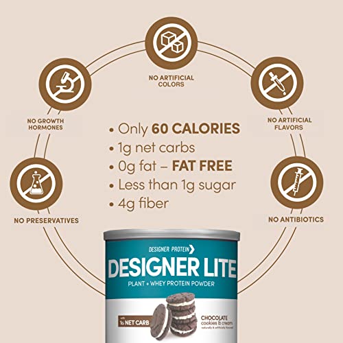 Designer Wellness, Designer Lite, Low Calorie Natural Protein, Prebiotic Fiber, Key Vitamins & Minerals,Chocolate Cookies & Cream, 9.03 Ounces - Thumbnail 3