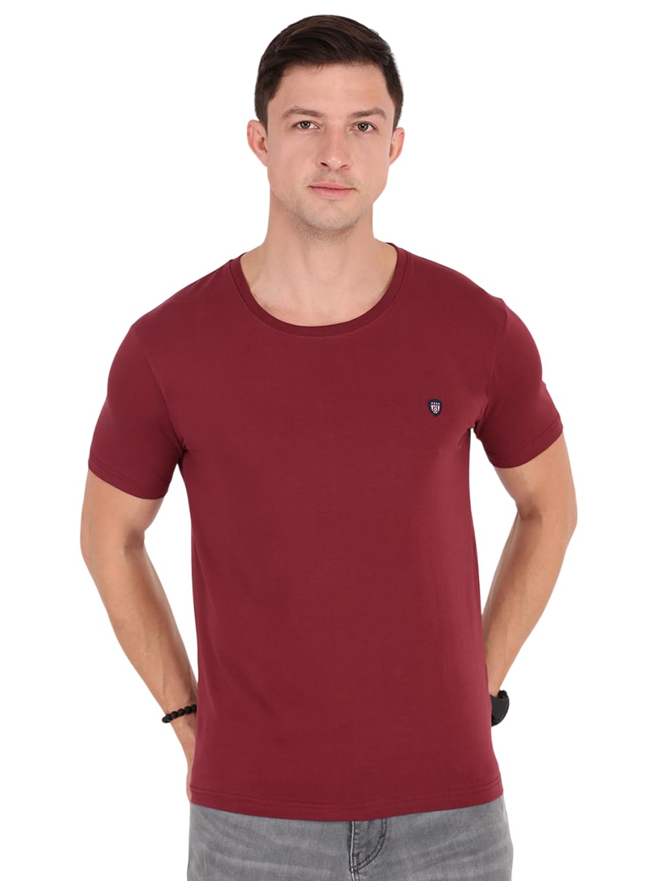 Smartz Basics Half Sleeve Round Neck Stretch T-Shirt for Men, Cotton Blend (Pack of 1)-image-38