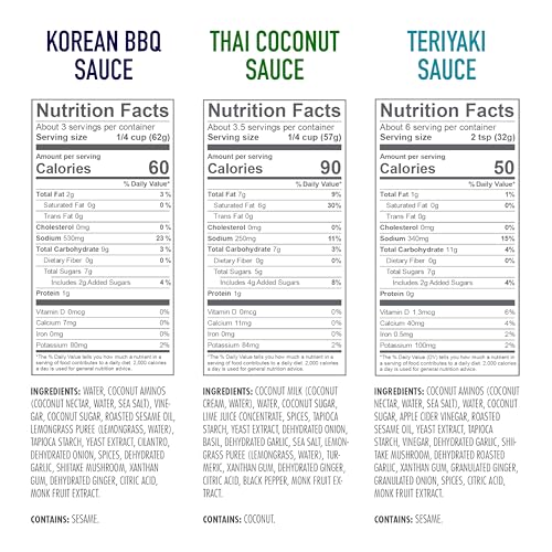 Kevin's Natural Foods Paleo Simmer Sauce Variety Pack - Stir-Fry Sauce, Gluten Free, No Preservatives, Non-GMO - 3 Pack (Teriyaki/Thai Coconut/Korean BBQ)