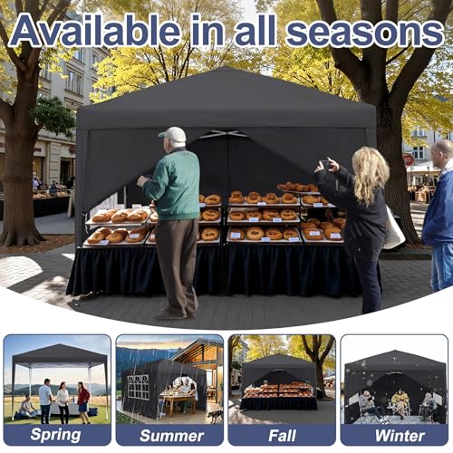 SAILUN 3x3m Party Tent Foldable Pavilion with 4 Side Walls Waterproof Suitable for Festivals,Pop Up Gazebo Parties and Camping Ideal for Winter Events and Garden, Black - Image 6