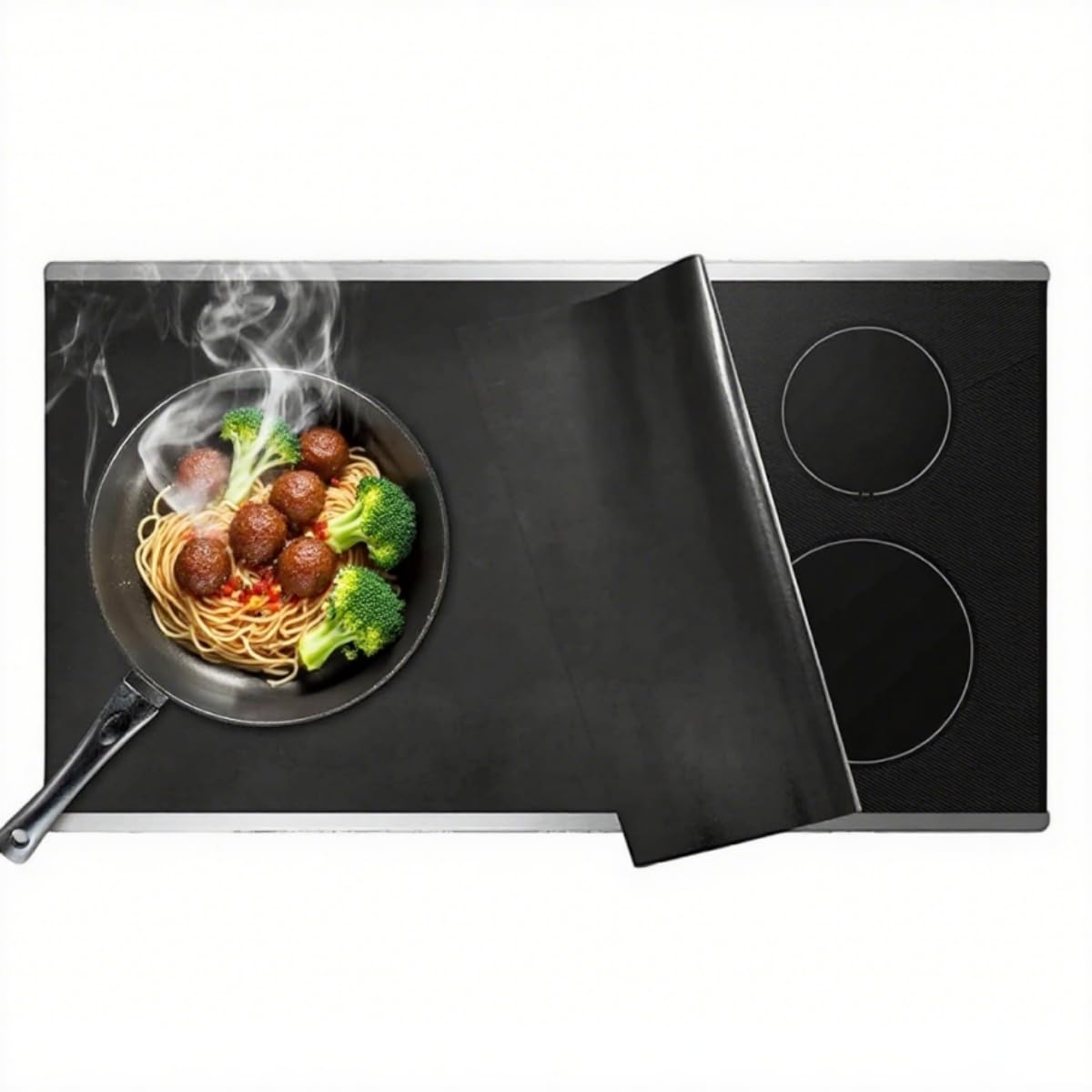 SOONHUA Induction Hob Protector Mat 80 x 50 cm Silicone Scratch Protector Heat Resistant (Magnetic)