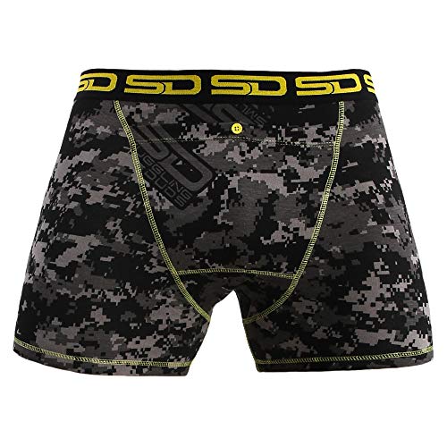 Smuggling Duds Men's Stash Boxer Brief Shorts - Pickpocket Proof Travel Secret Pocket Underwear Carbon-Digi-Cam Large