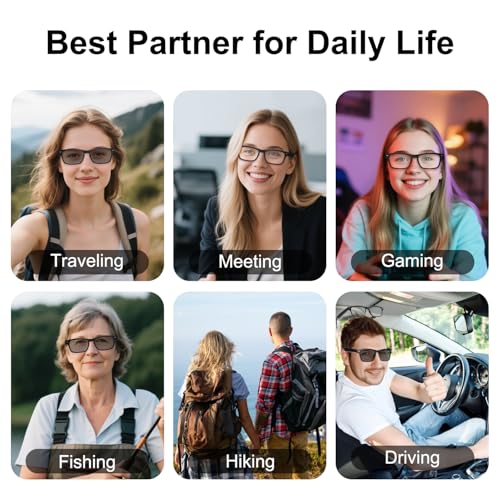 Image of AI Translation Glasses for Men Women, AI Translator Powered by ChatGPT, Real-Time Translation(160+Languages), UV400 Photochromic Lenses Smart Eyeglasses, Bluetooth Glasses for Travel /Business (KY01)