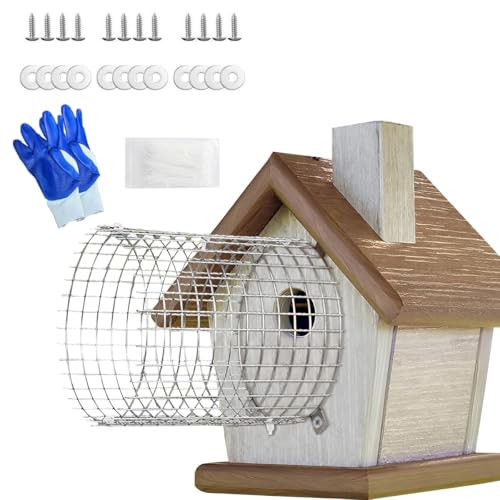 Addcean 2Pcs Bluebird House Protector Guards,Bird House Hole Protector,Stainless Steel Sparrow Snake Guards for Birdhouse Accessories Entrance Guard(Round)