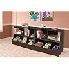 Badger Basket Multi-Bin Toy Storage Organizer and Bookshelf - Kids Cubby Shelf with 3 Bins, 2 Open Shelves, Top Display Surface - Wood Storage Unit for Playroom or Bedroom - Espresso