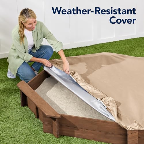 image for Best Choice Products Kid's Large Octagonal Wooden Outdoor Sandbox with