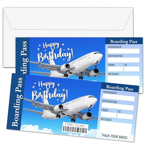 Birthday Boarding Pass Gifts Ticket, Surprise Trip Reveal Ideas, Birthday Christmas Anniversary Valentine's Gifts, Fake Plane Tickets, Set of 5, D03