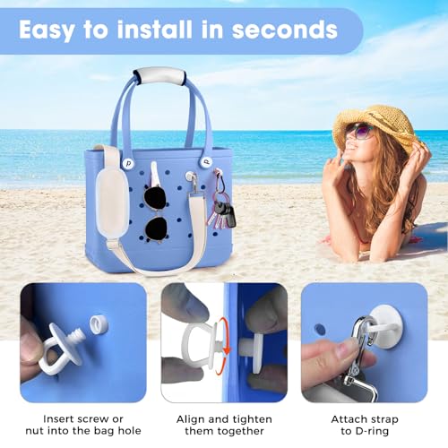 Image of Strap Wrap for Bogg Bag Accessories, Adjustable Shoulder Crossbody Long Strap with Handle Wrap for XL Medium Bog Bag Simply Southern Beach Rubber Tote Bags -White