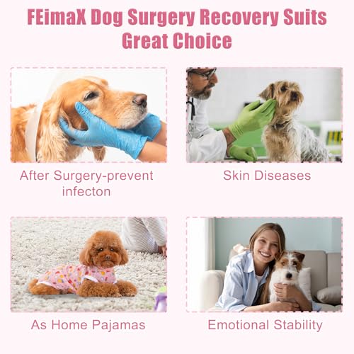 Image of FEimaX Dog Surgery Recovery Suit Female and Male Spay with Pee Hole, Pet Body Suits for Puppy After Spayed, Neuter Surgical Onesie for Small and Medium Dogs Cats, Alternative Bandages E-Collar & Cone