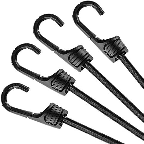 ZHOUBIN 24 Inch Black Bungee Cords with Hooks Heavy Duty Cover