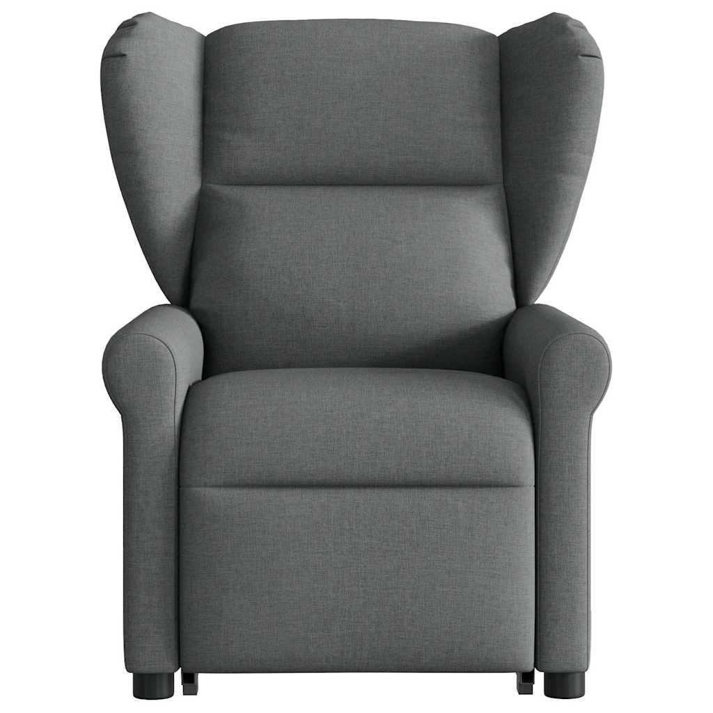 Sillón elevador eléctrico con masaje reclinable, color gris oscuro, de tela con 6 puntos, vibración y función de elevación, para un asiento cómodo y relajante