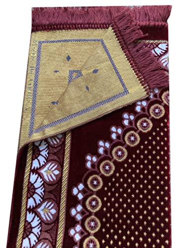 Prayer mat with Tasbeeh,Muslim gift,Ramadan Gift.islamic gift,Warm stayle Velvet Prayer Rug (540g), 65 x 110 cm (Rectangular) - Image 3