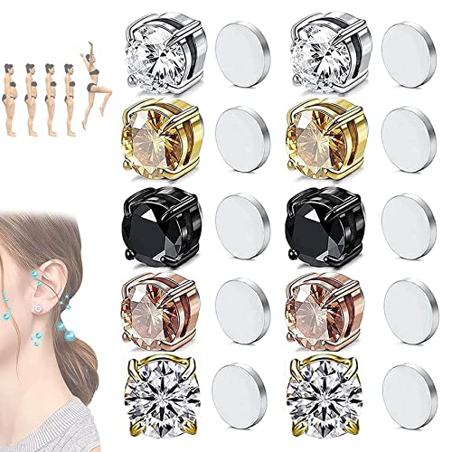 Kyana Lym-pha-circurl Magnetischer Ohrschmuck, magnetische Akupressur-Sl-i-m-ming-Ohrringe, magnetische Ohrstecker,fördert die Durchblutung für Frauen und Männer (5 Paar Ohrstecker) Cover