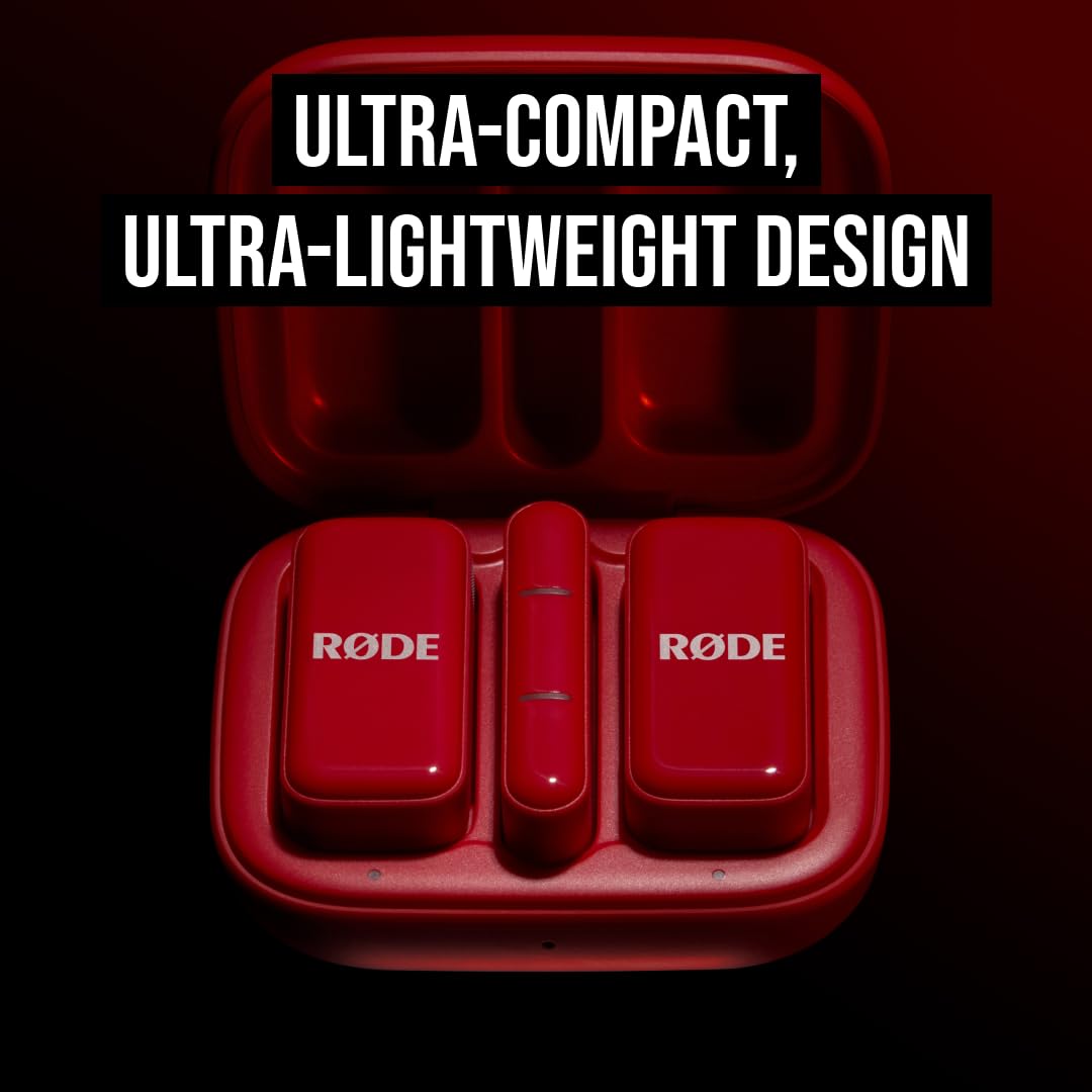 RØDE Wireless Micro Kompakter kabelloser Mikrofon Zwei Mikrofone Ladecase USB-C Rot