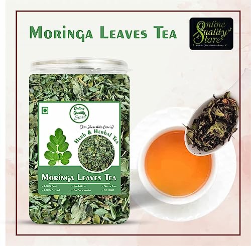 Image of Online Quality Store Moringa Leaves Tea - 100g | Drumstick Leaf Herbal Infusion | Green Botanical Brew | Pure & Dried Beverage