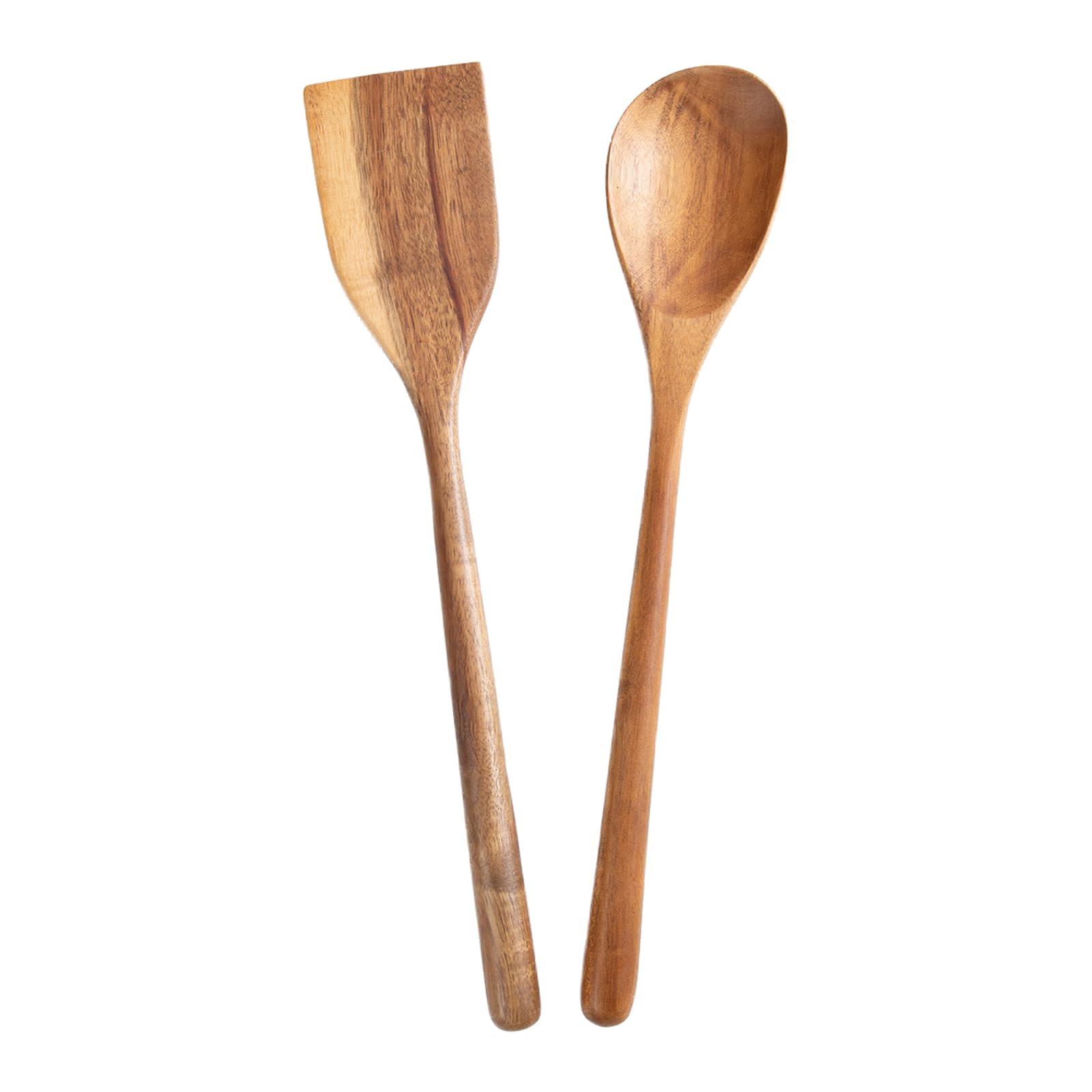 Extra Large Wooden Utensils for Cooking, Big Wooden Corner Spoon Spatula, Long Handle Giant Kitchen Cooking Utensil Set of 2, 17" Heavy Duty Wood Scoop Spoons Serving Large Food, Safe and Easy to Use