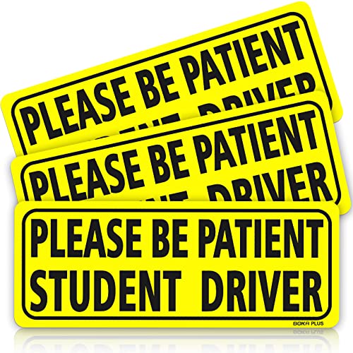 BOKA Student Driver Car Magnet, Double Thicker Magnet Student Driver Signs for Car, Please Be Patient New Driver Safety Bumper Magnetic Sticker for Novice Teen Rookie Driver (Upgrade Enhance Magnetic)