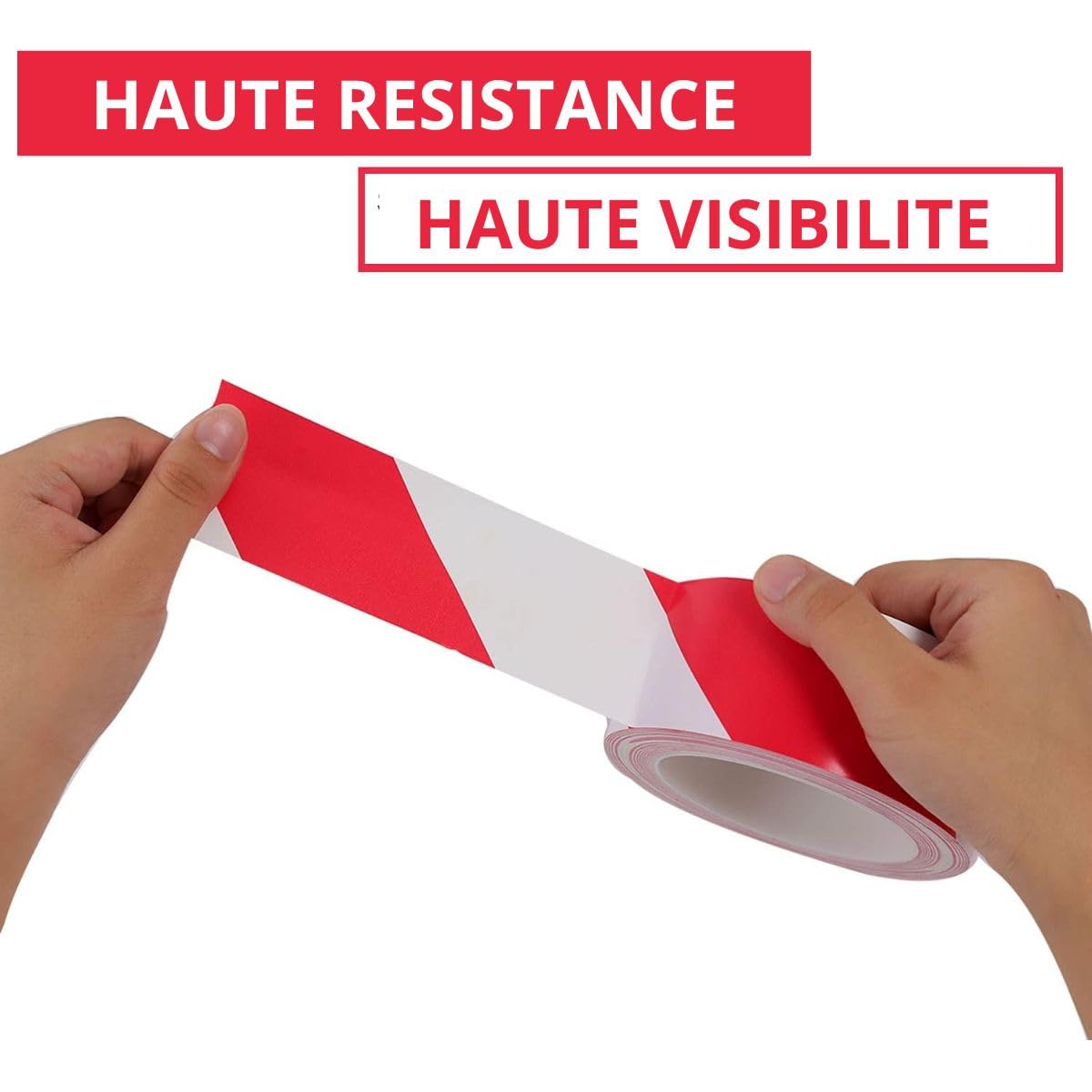 Ruban rouge et blanc Rubalise Kit 6 Rouleaux Balisage Signalisation 50 mm x 100 m PE-HD 30 µ Sécurité Délimitation Chantiers Zones Dangereuses