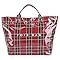 BBIQI Tote Bag for Women Large PVC Tote Bag Letters Print Plastic Handbag for Christmas Gift (Plaid Red 02)