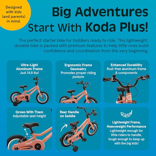 Image of Retrospec Koda Plus Kids Bike for Boys & Girls Ages 2-3 Years - 12 inch Children's Bicycle, Adjustable Seat & Handlebars, Removable Training Wheels, Front Hand Brakes, Rear Coaster Brake & Safety Bell