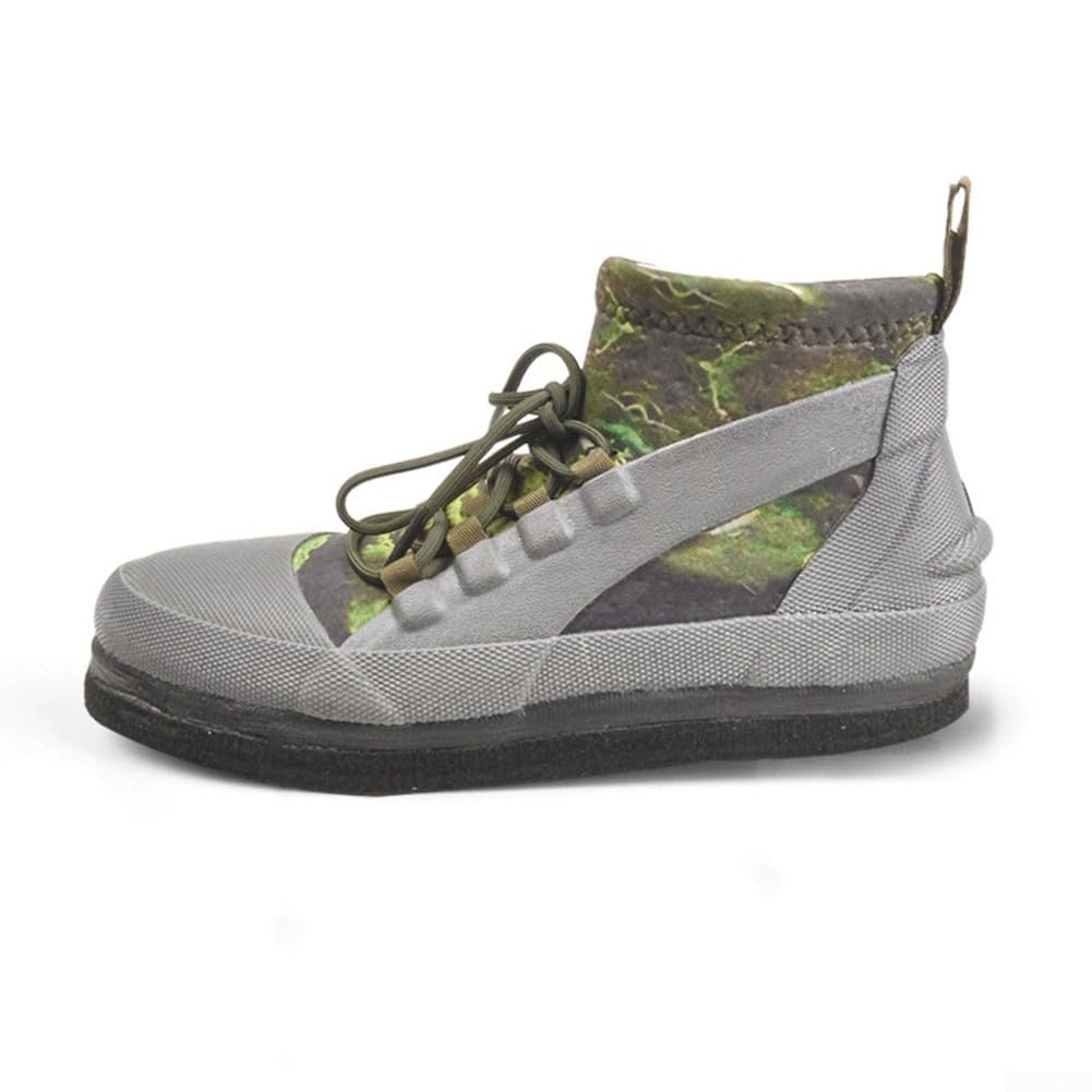 Zapatos de vadeo para hombre y mujer, ligeros, antideslizantes, suela de fieltro, puntera de goma, para pesca al aire libre, río, playa, zapatos de agua, color verde, talla 6-12