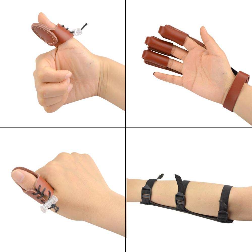 Guanto Protezione Tre Dita Per Tiro Con L'Arco - In Pelle, Antiscivolo E Traspirante