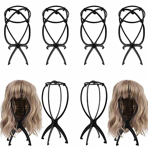 FOROREH 8Pcs Perückenhalter Perückenständer Kunststoffperücken Schwarz Halter Perücke Ständer tragbare Standplatz Perücke Trockner Langlebige Stativhalter Hochwertiger Plastik Ständer Cover