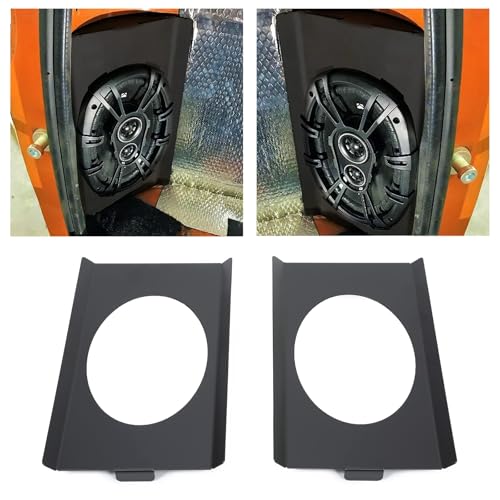 ECOTRIC Behind Seat Speaker Brackets Compatible with 1973-1987 Chevy/GMC C10 Single Crew Cab Pickup for 6x9 Speakers Rear Corner Square Body Mounting Replacement Audio Stereo Upgrade Black Steel 2pcs