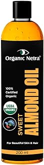 Organic Netra Sweet Almond Oil for Hair and Skin | Pure and Safe | Nourishes Dry and Dull Hair | Enrich with Vitamins and Minerals | Paraben Free | For All Skin Types - 6.76 Oz
