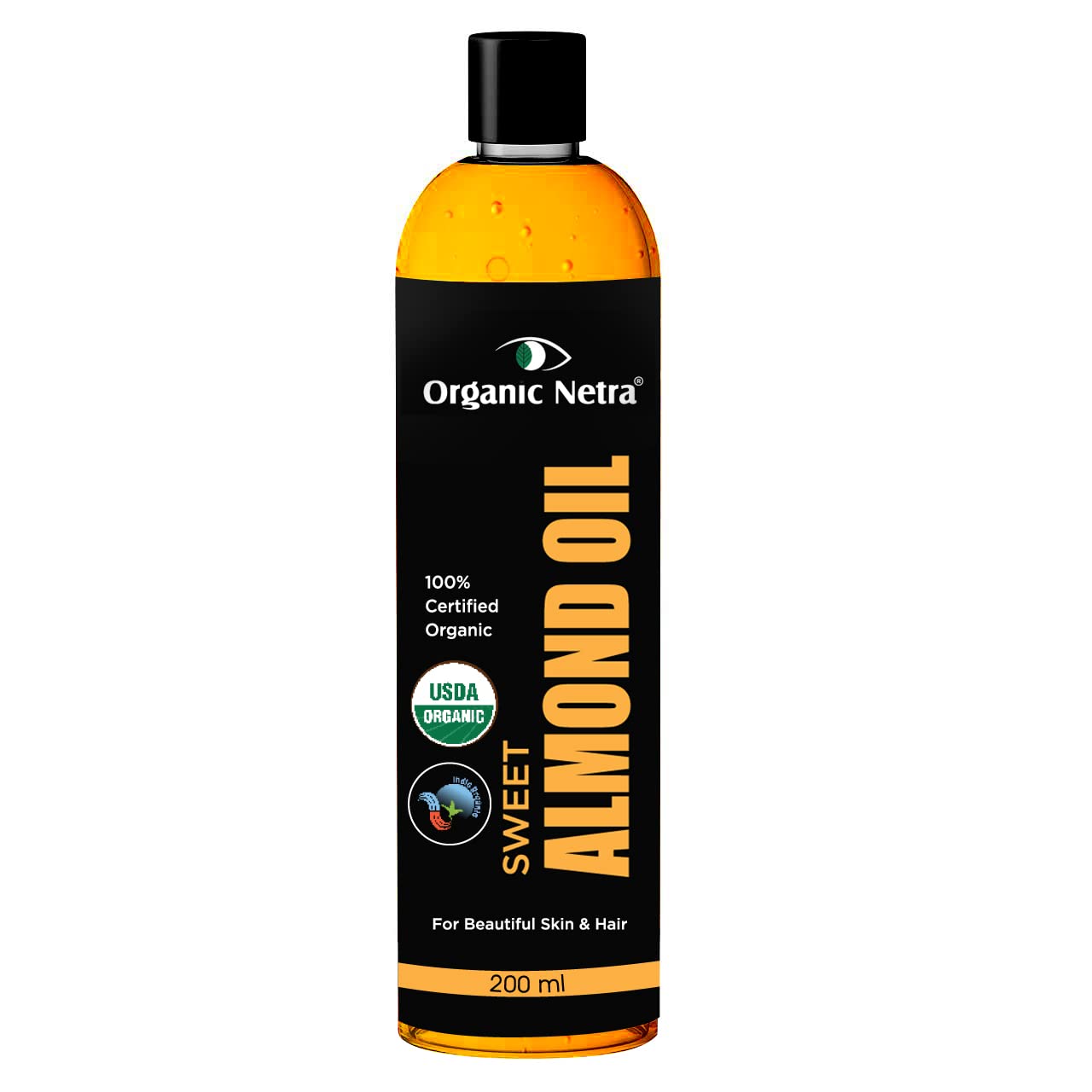 Organic Netra Sweet Almond Oil for Hair and Skin | Pure and Safe | Nourishes Dry and Dull Hair | Enrich with Vitamins and Minerals | Paraben Free |…