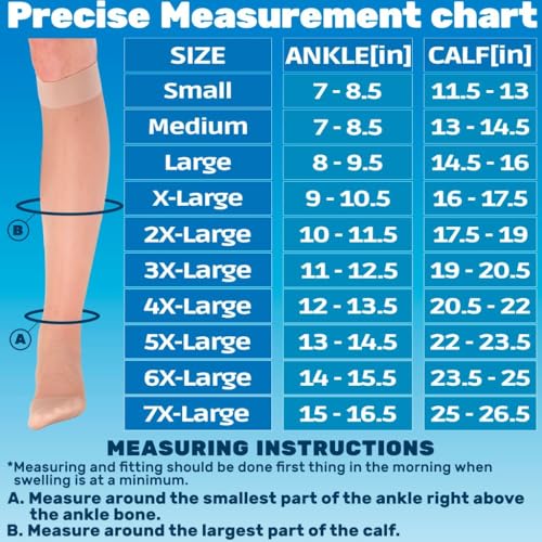 Image of ABSOLUTE SUPPORT Made in USA - Sheer Compression Socks for Women 20-30mmHg - Knee High Compression Stockings for Circulation during Pregnancy, Sports, Athletic, Travel - Beige, Small - A205BE1