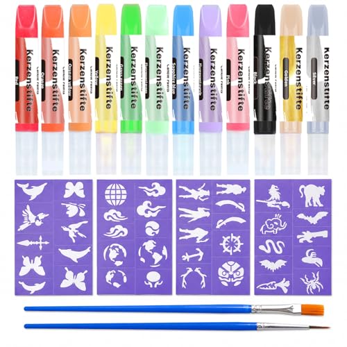 Caelura 12 Stück Kerzenstifte Kerzen Bemalen Set Wachsstifte für Kerzen Candle Pen für Ideal zum Dekorieren & Gestalten Kerzenfarbe Kerzenmalstifte je 10 ml