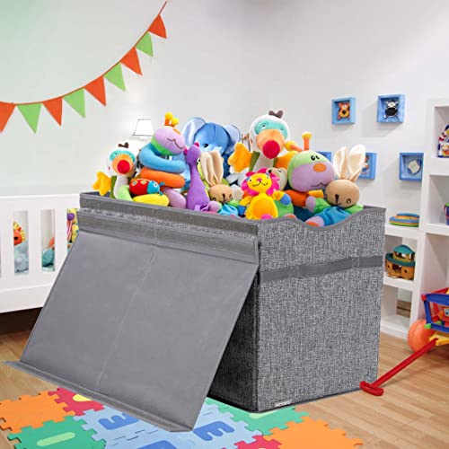 Victor's Toy Storage Organizer - Extra Large Toy Box Chest Storage Boxes Bins Baskets For Kids, Boys, Girls, Nursery Room, Playroom (Dark Grey) #TOP6