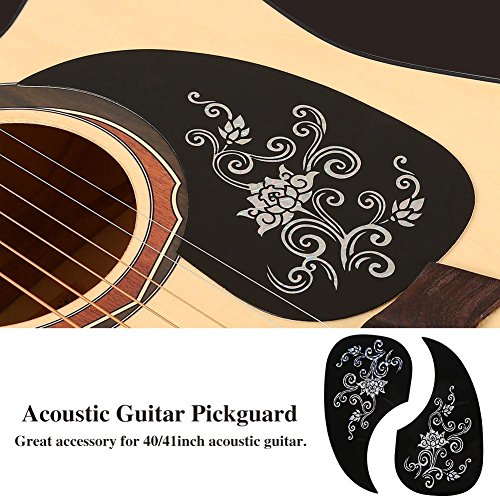 2Pcs Guitar Pickguard Sticker, Comma Shape Pick Guard For Acoustic Guitar Accessory (Silver Vine) Wooden Guitar Accessories #TOP3