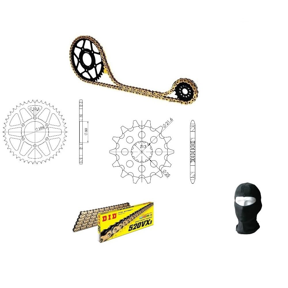 Compatible con Honda X-ADV (RC95A/RC95B) 750 2017-2020 Kit DE Cadena DE PIÑONES para Motocicleta DE TRANSMISIÓN Did 525VX3 LUN 118 Enlaces,PIÑÓN DE Acero P520-Z38,PIÑÓN P520-Z17