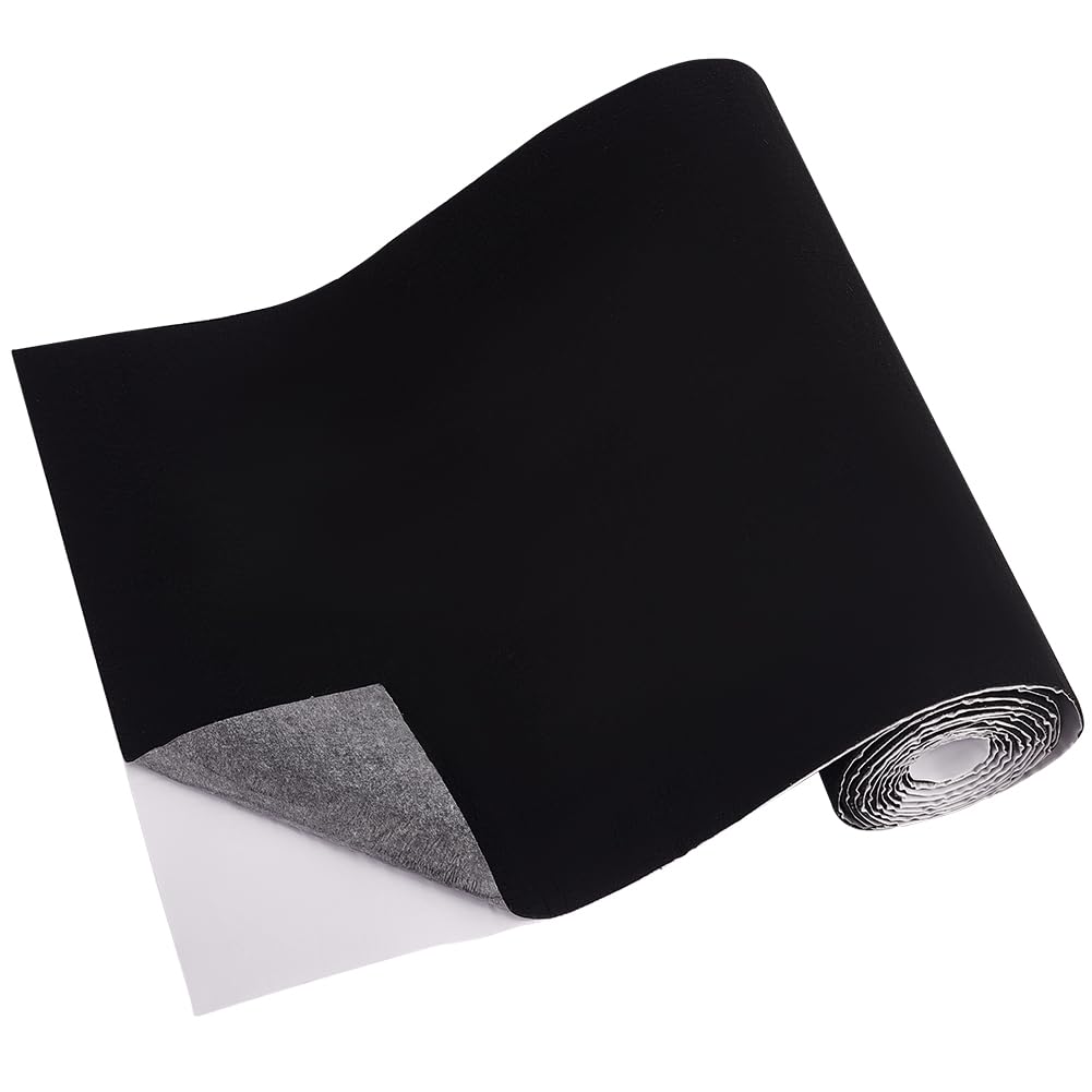 OLYCRAFT Black Wool Felt 14x118 Inch Self-Adhesive Felt Fabric Liner for Furniture Protection and Craft Making