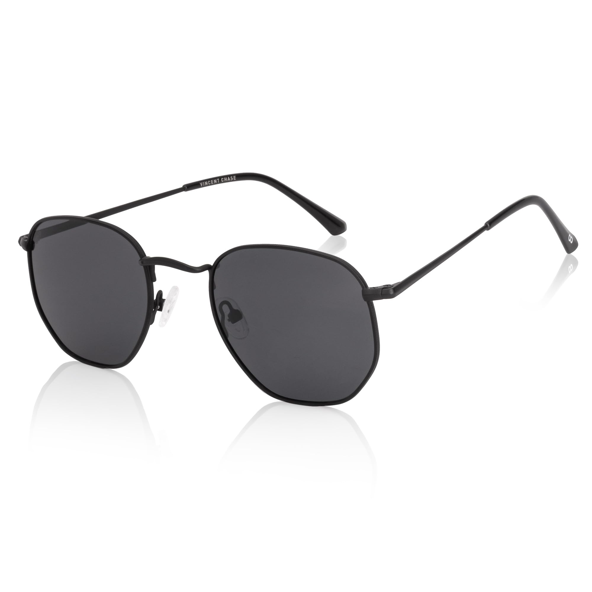 Polarized and 100% UV Protected | Branded and Stylish Sunglasses | Matte Black - Grey Full Rim Round | For Men & Women | Medium | VC S18682