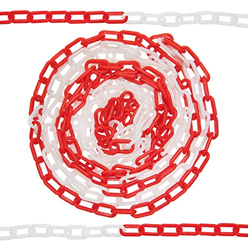 SWAWIS Absperrkette 5m/10m - Rot-Weiße Warnkette Mit Karabinerhaken