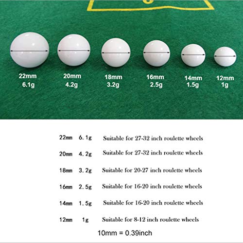 S-TROUBLE 5 Stück Russischer Roulette Ball Casino Roulette Spiel Ersatzball Acryl Weiß Ball 12/14/16/18/20/22mm